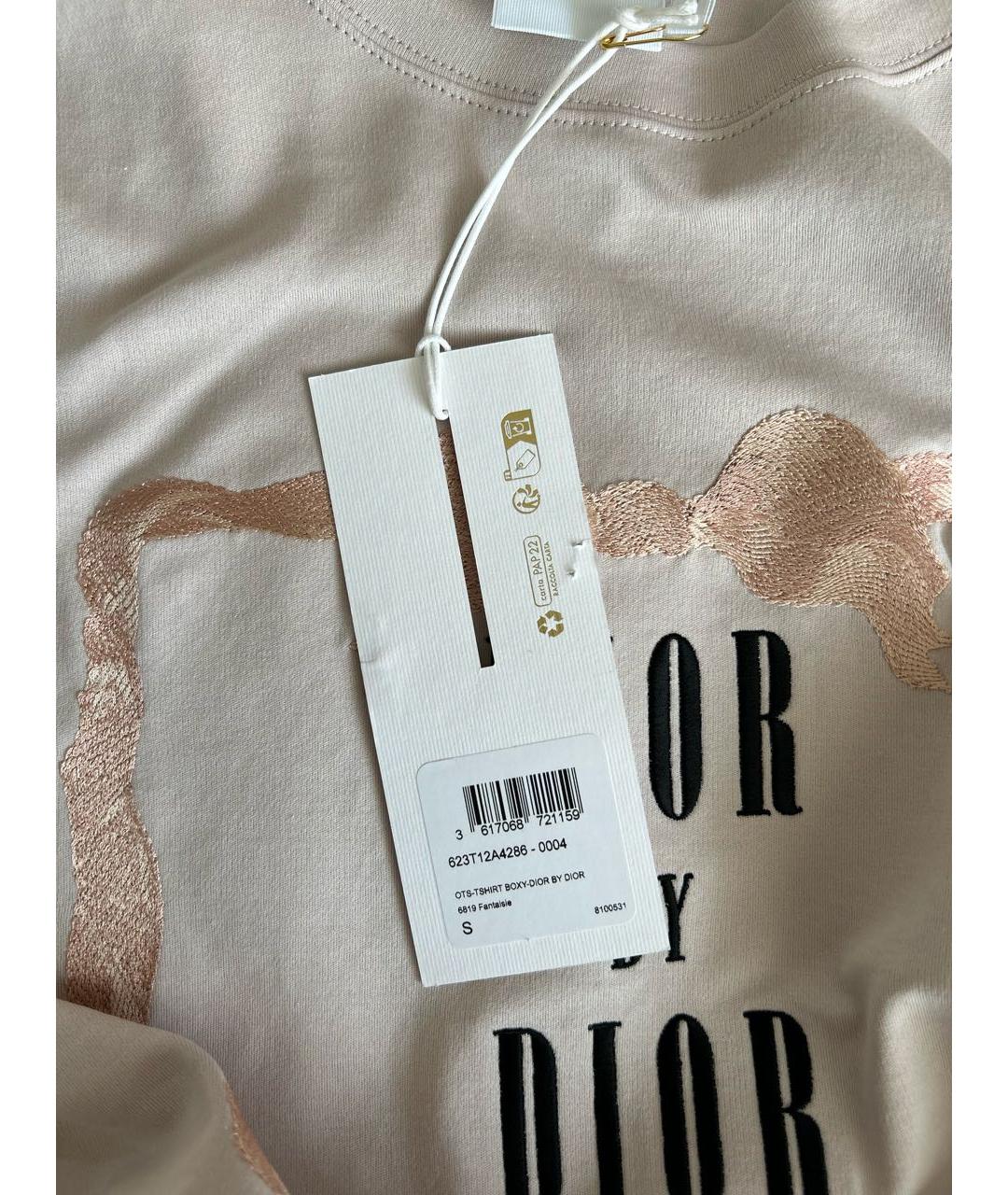CHRISTIAN DIOR Бежевая хлопковая футболка, фото 6
