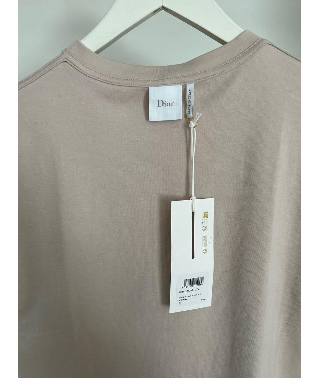 CHRISTIAN DIOR Бежевая хлопковая футболка, фото 3
