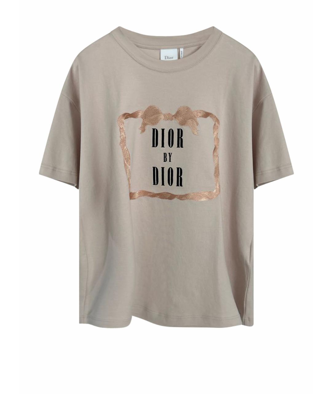CHRISTIAN DIOR Бежевая хлопковая футболка, фото 1