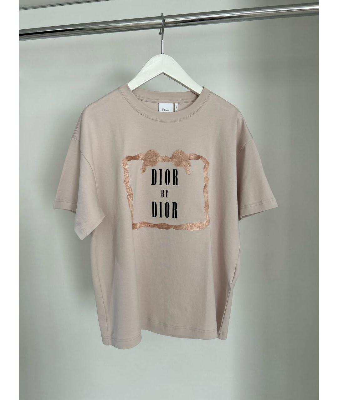 CHRISTIAN DIOR Бежевая хлопковая футболка, фото 9