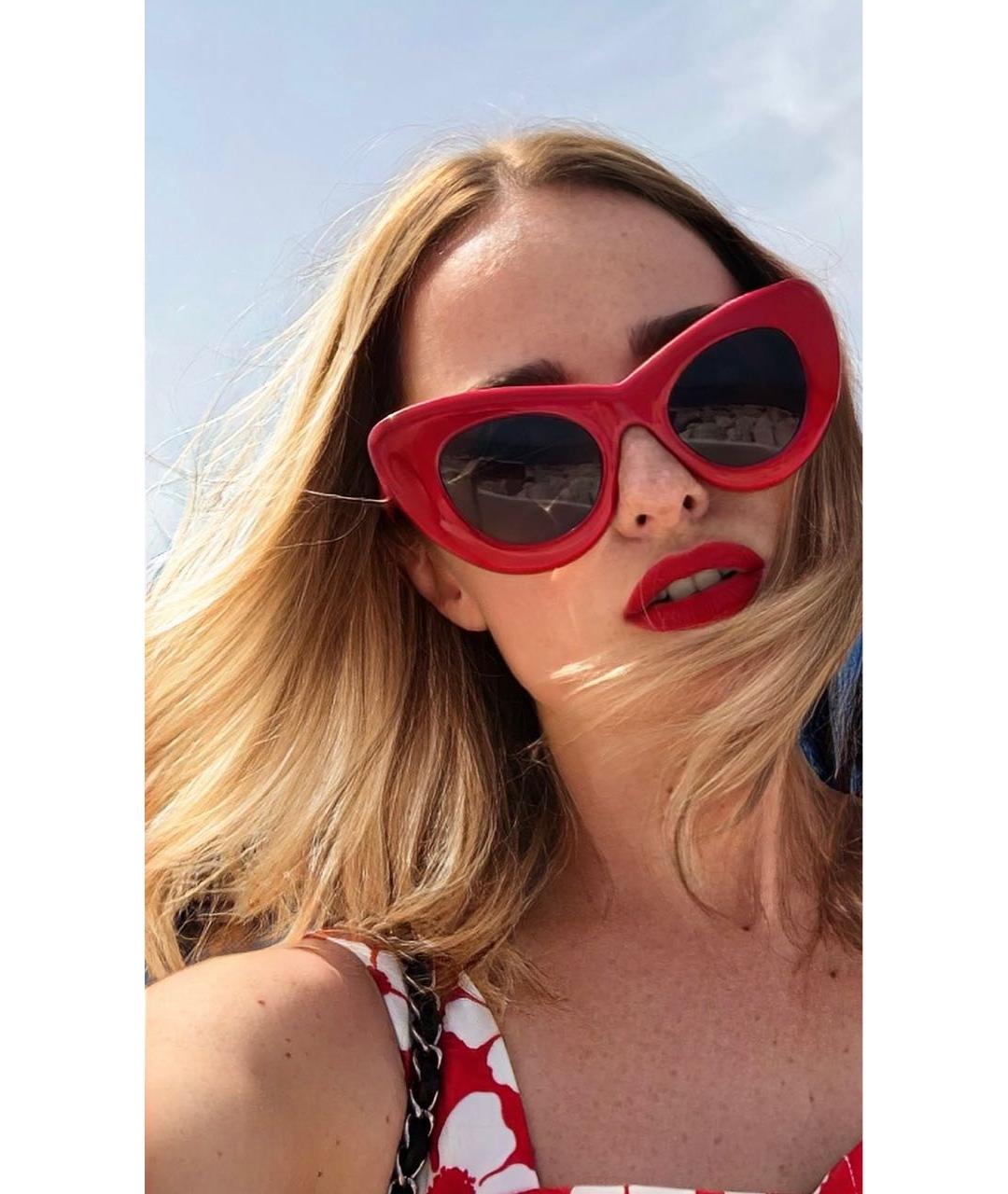 CELINE Красные пластиковые солнцезащитные очки, фото 4