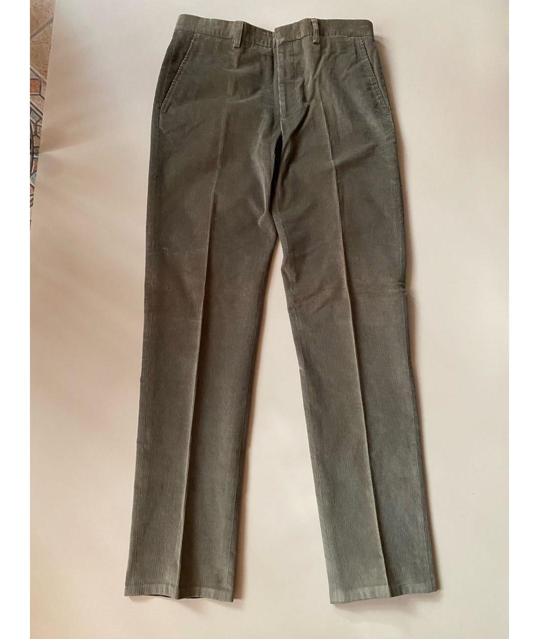 ETRO Горчичные хлопко-эластановые повседневные брюки, фото 9