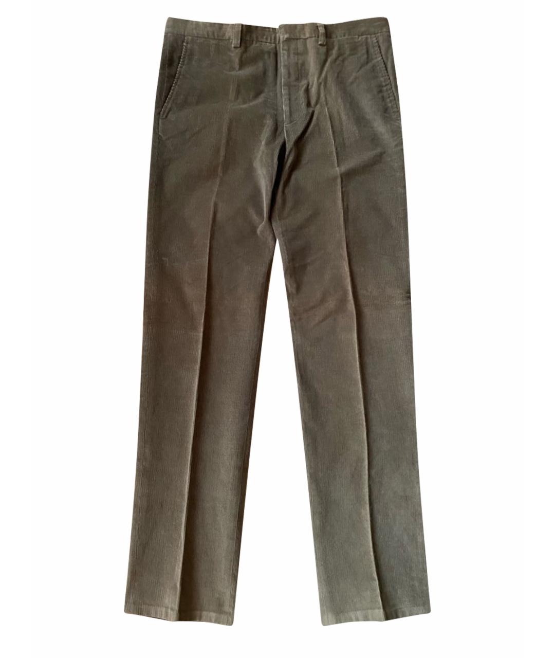 ETRO Горчичные хлопко-эластановые повседневные брюки, фото 1