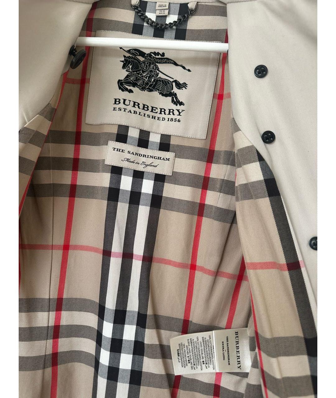 BURBERRY Бежевый хлопковый тренч/плащ, фото 8