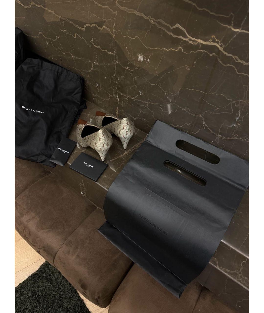 SAINT LAURENT Бежевые текстильные туфли, фото 3