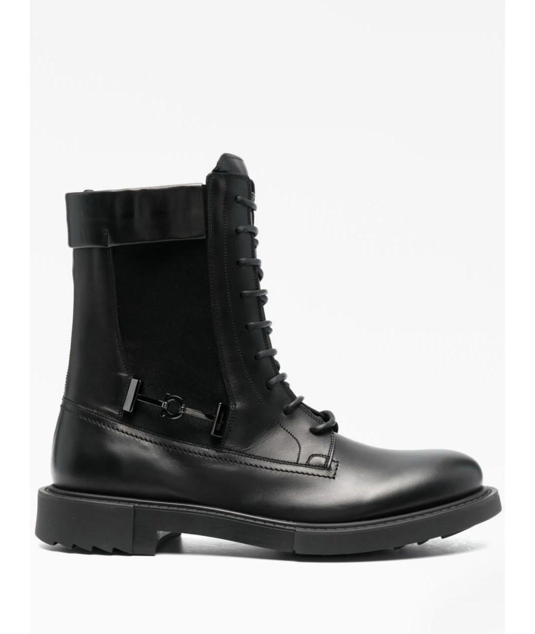 FERRAGAMO Черные кожаные низкие ботинки, фото 2