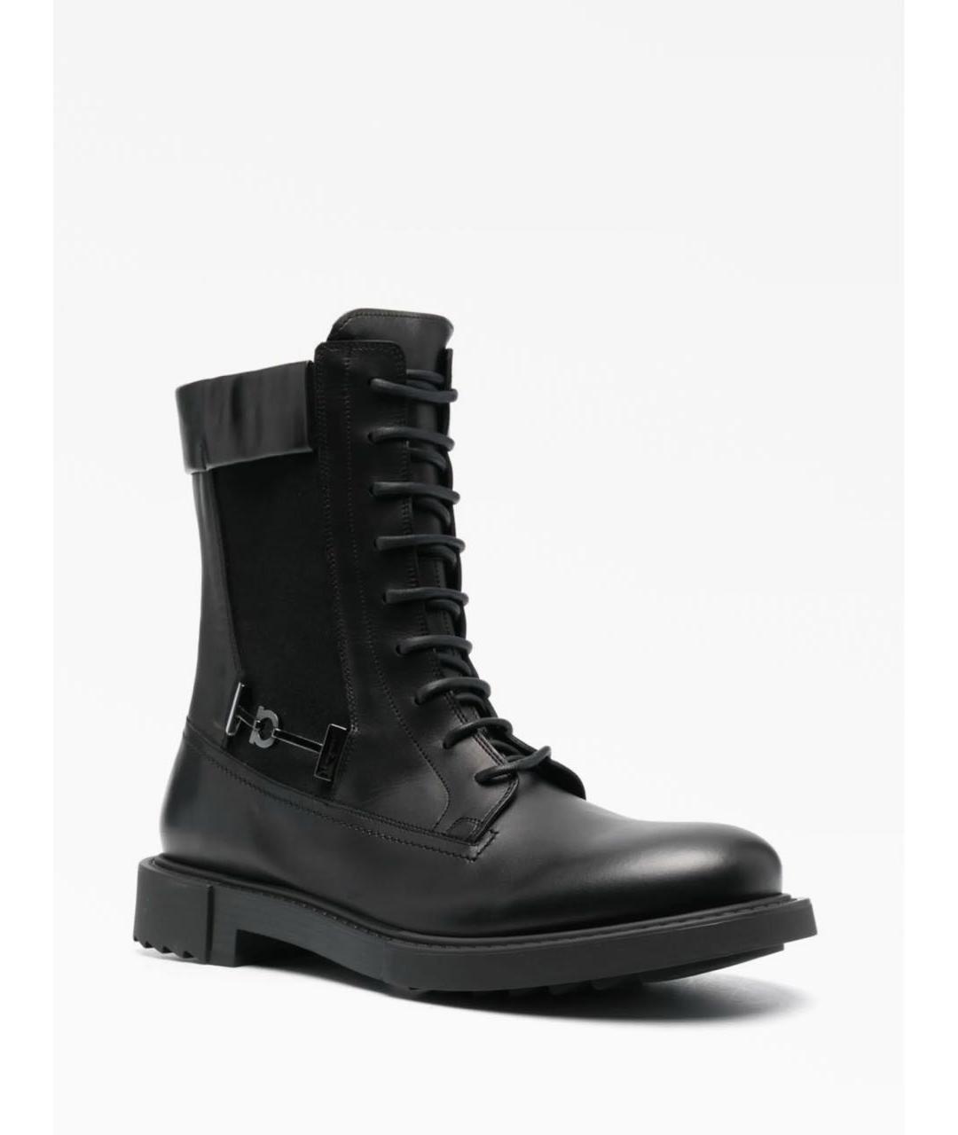 FERRAGAMO Черные кожаные низкие ботинки, фото 5