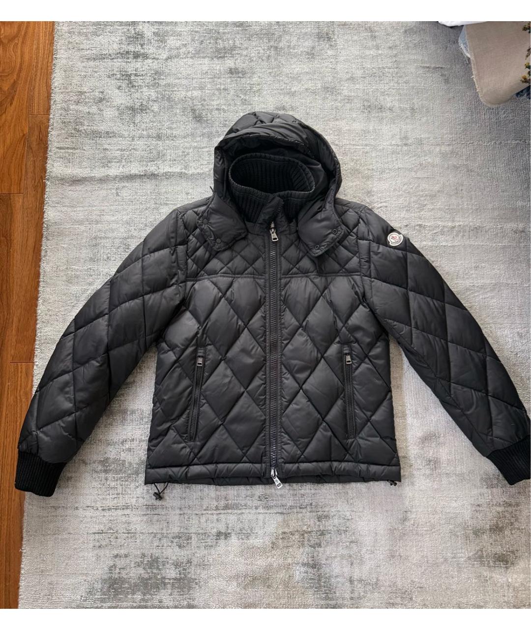 MONCLER Черный полиэстеровый пуховик, фото 2