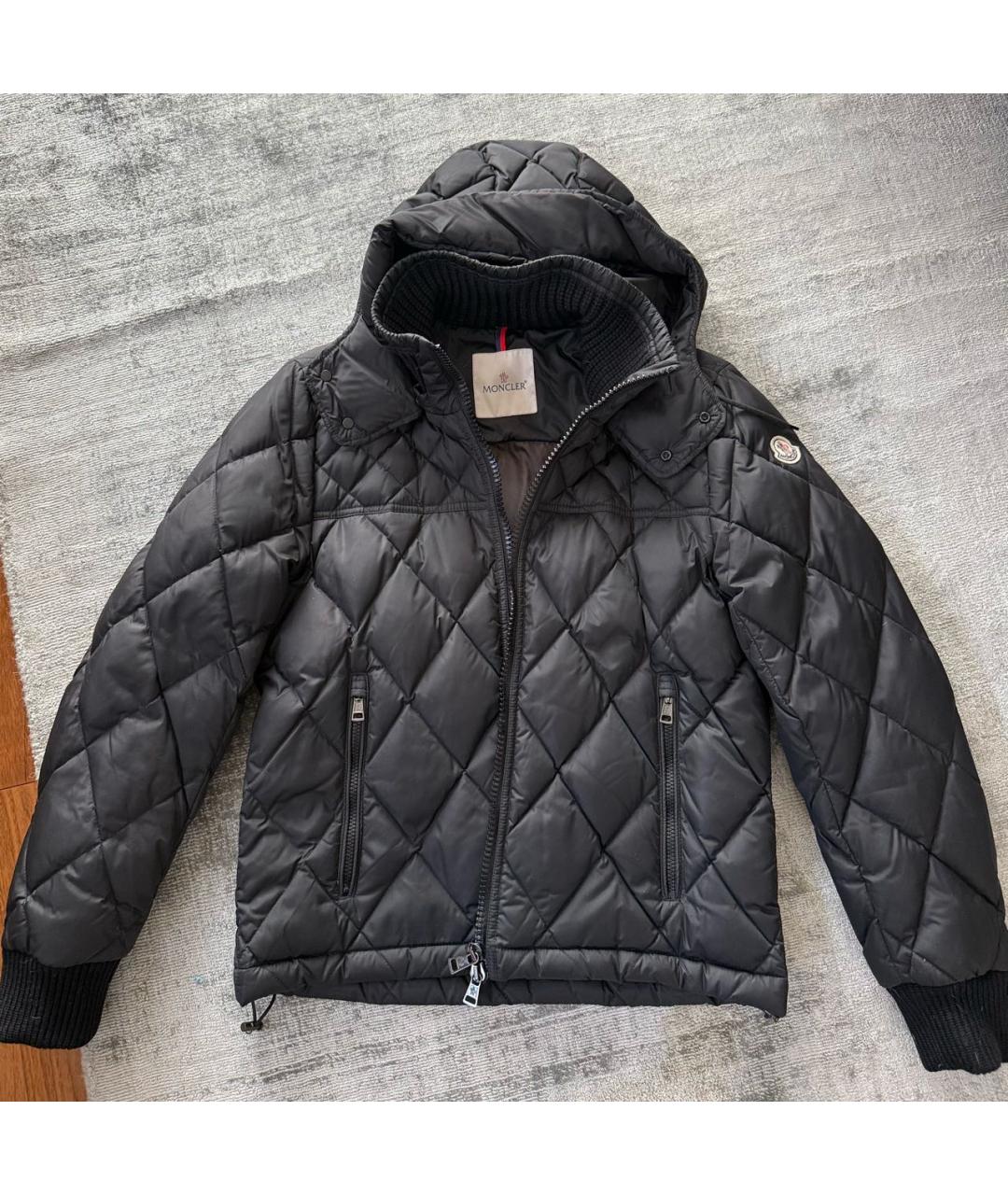 MONCLER Черный полиэстеровый пуховик, фото 9