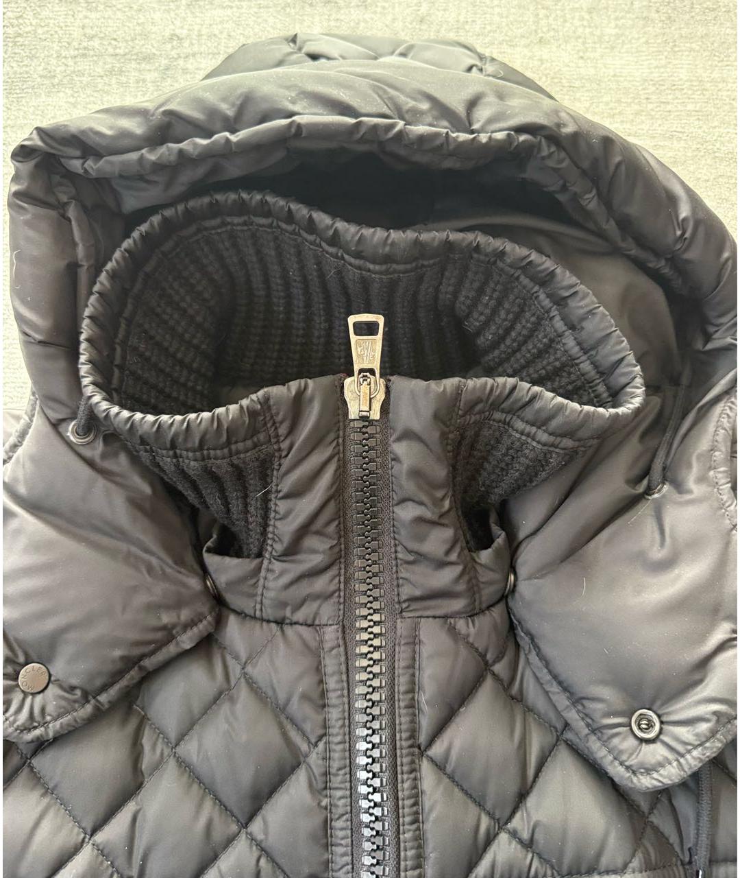 MONCLER Черный полиэстеровый пуховик, фото 4