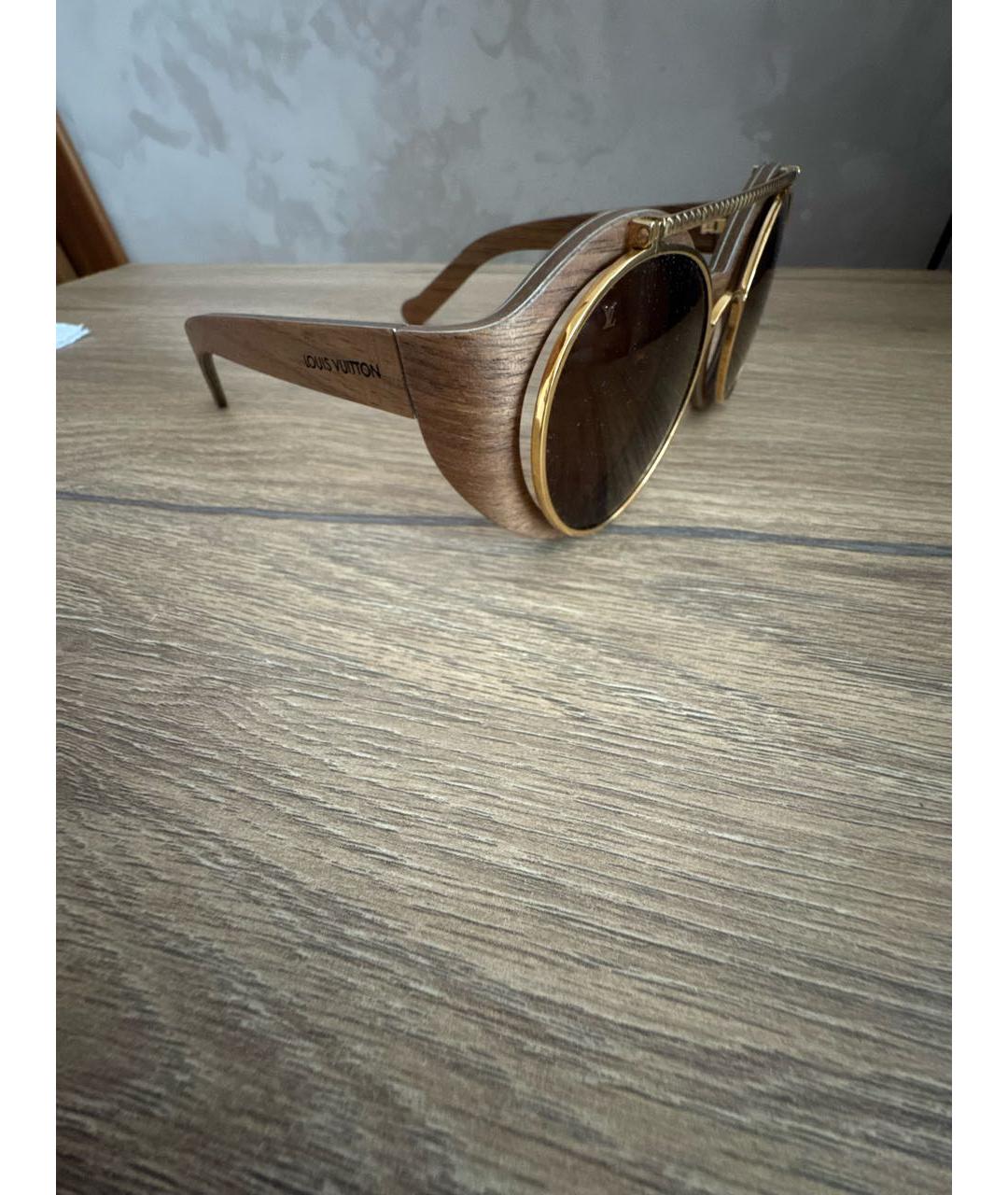 LOUIS VUITTON Коричневые деревянные солнцезащитные очки, фото 2