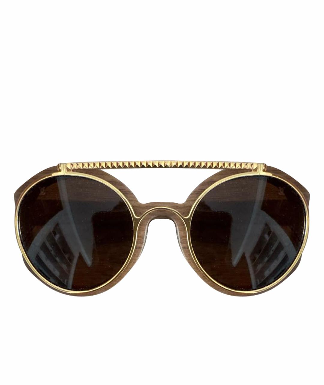 LOUIS VUITTON Коричневые деревянные солнцезащитные очки, фото 1