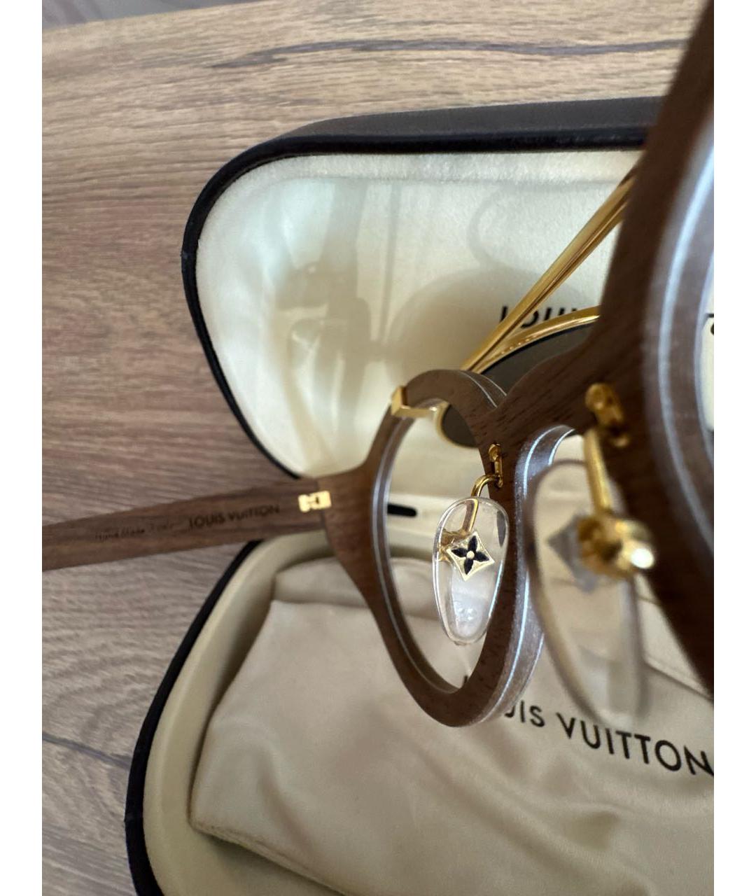 LOUIS VUITTON Коричневые деревянные солнцезащитные очки, фото 6