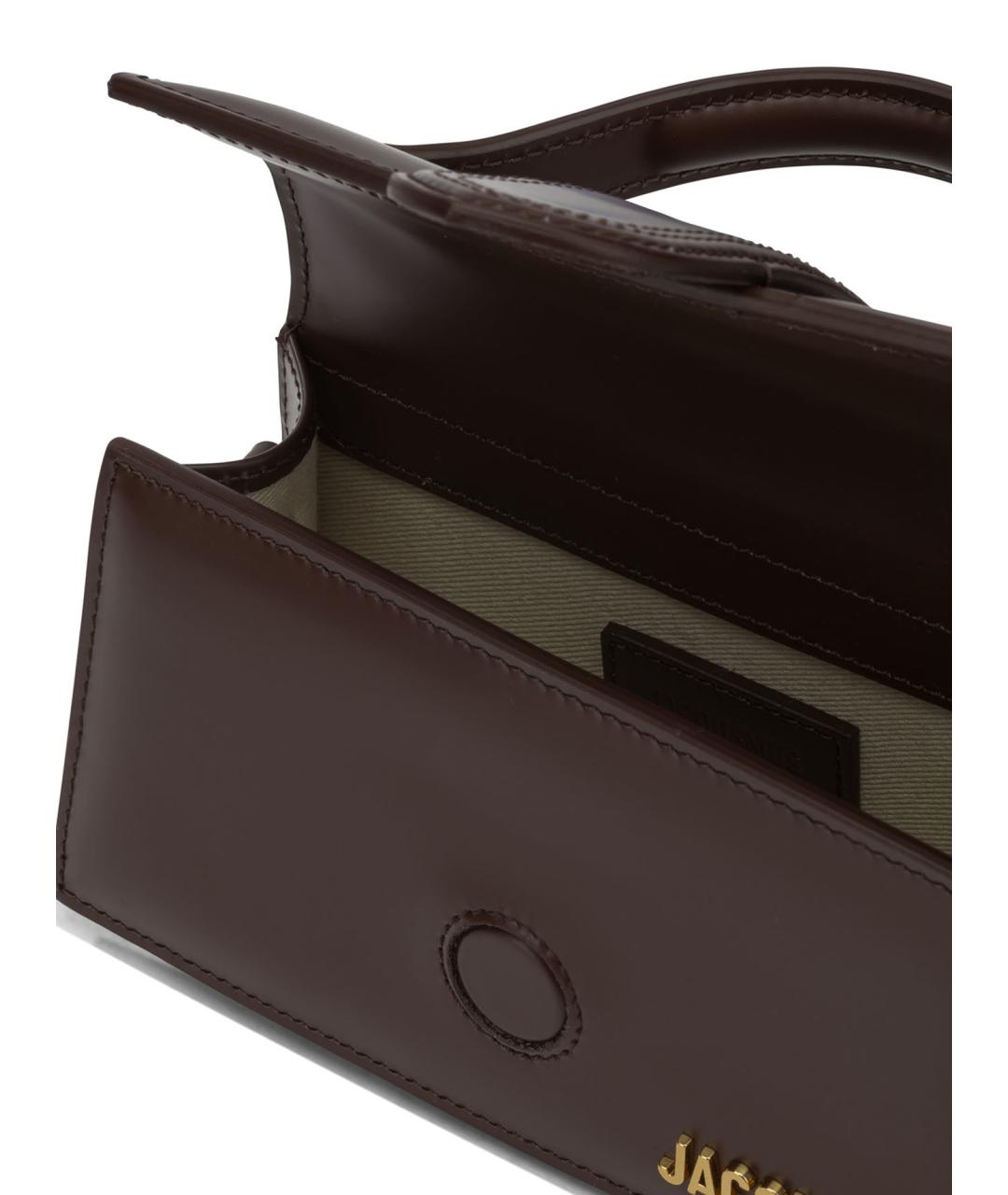 JACQUEMUS Коричневая кожаная сумка с короткими ручками, фото 5