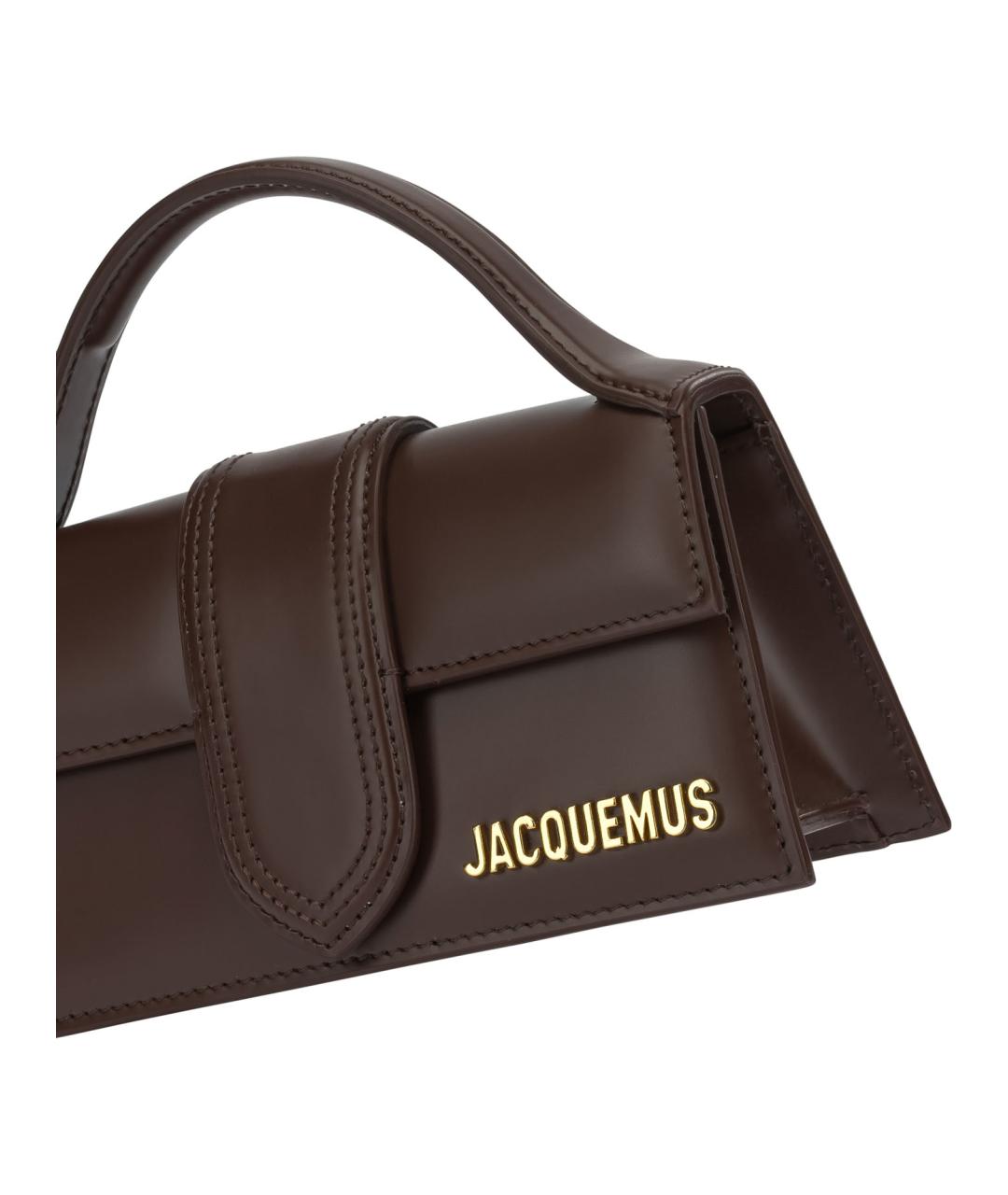 JACQUEMUS Коричневая кожаная сумка с короткими ручками, фото 4