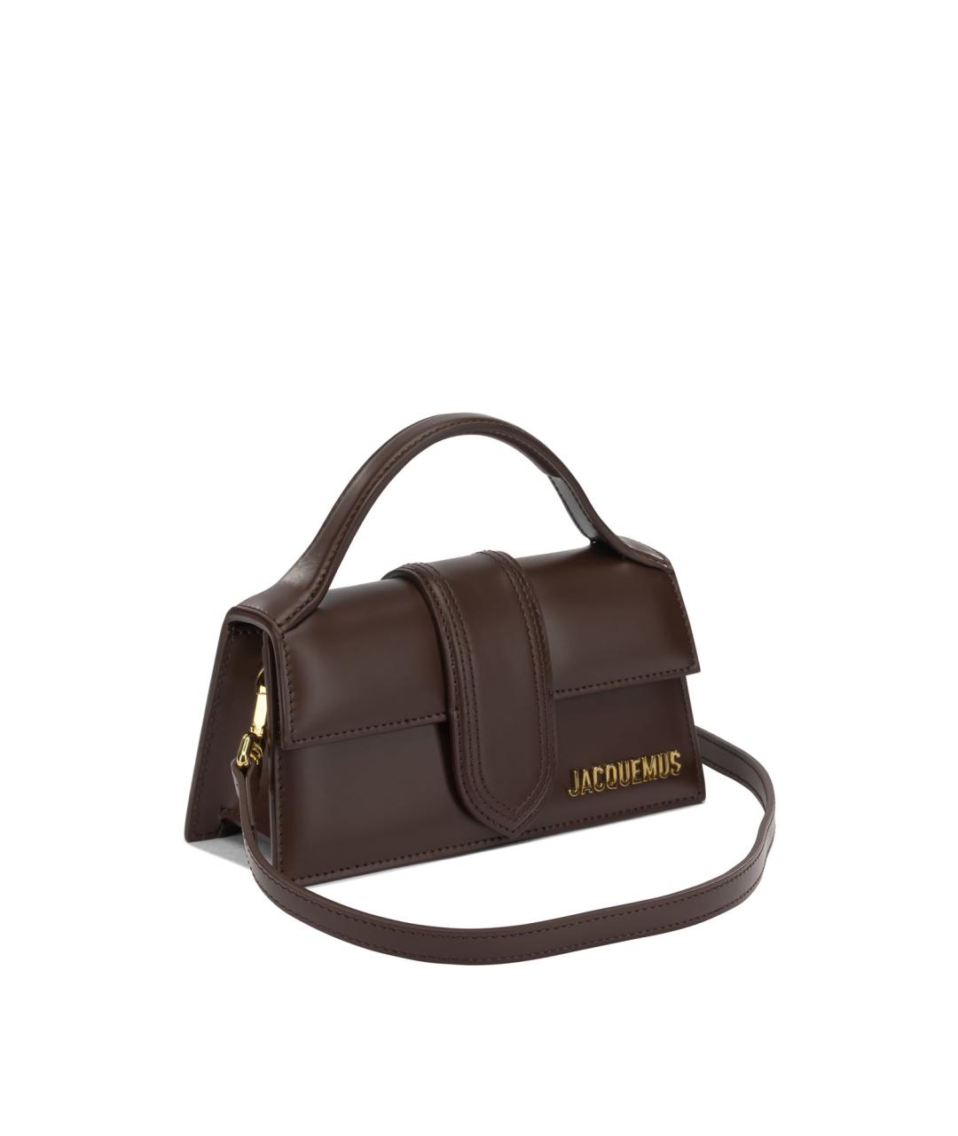 JACQUEMUS Коричневая кожаная сумка с короткими ручками, фото 2