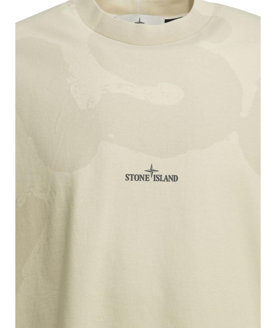 STONE ISLAND Белая хлопковая футболка, фото 3