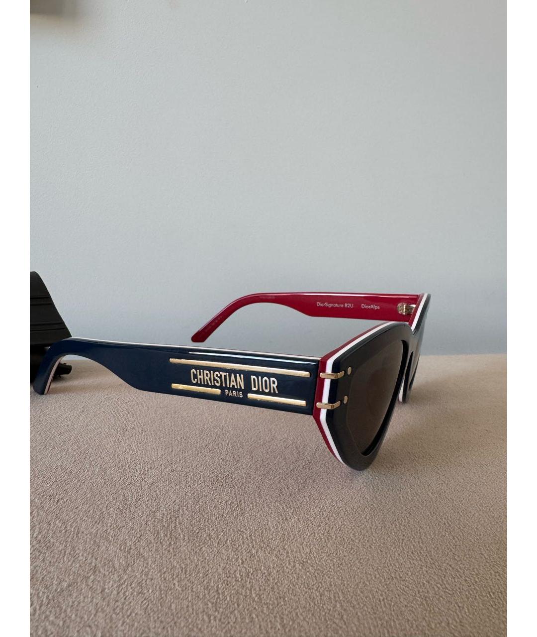 CHRISTIAN DIOR Темно-синие пластиковые солнцезащитные очки, фото 3