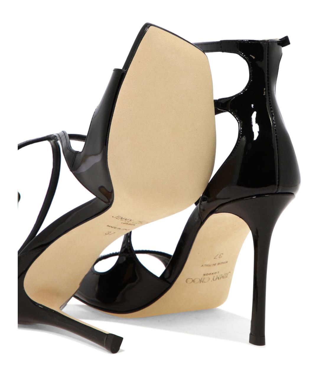JIMMY CHOO Черные босоножки из лакированной кожи, фото 5