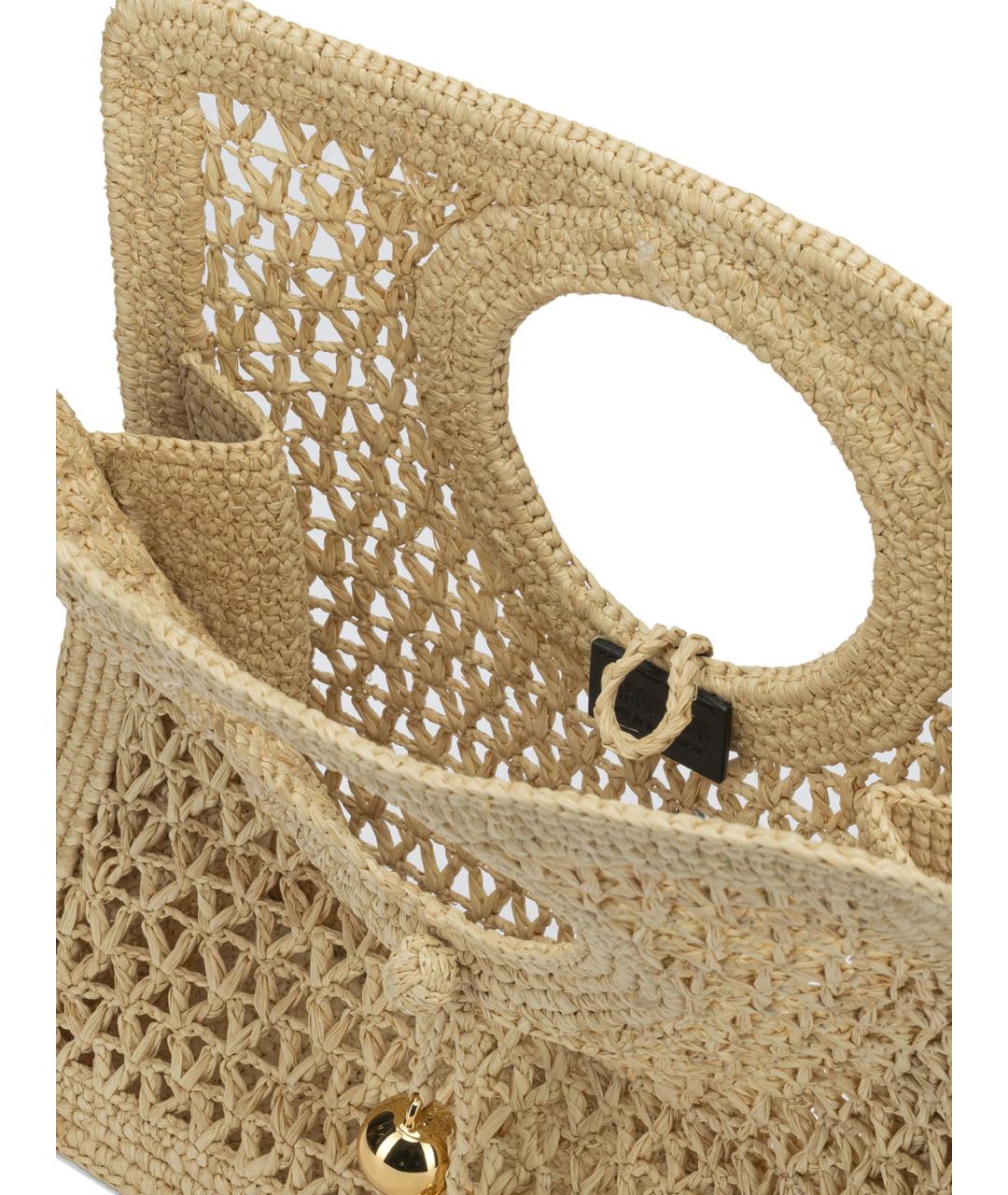 JACQUEMUS Бежевая пелетеная сумка с короткими ручками, фото 5