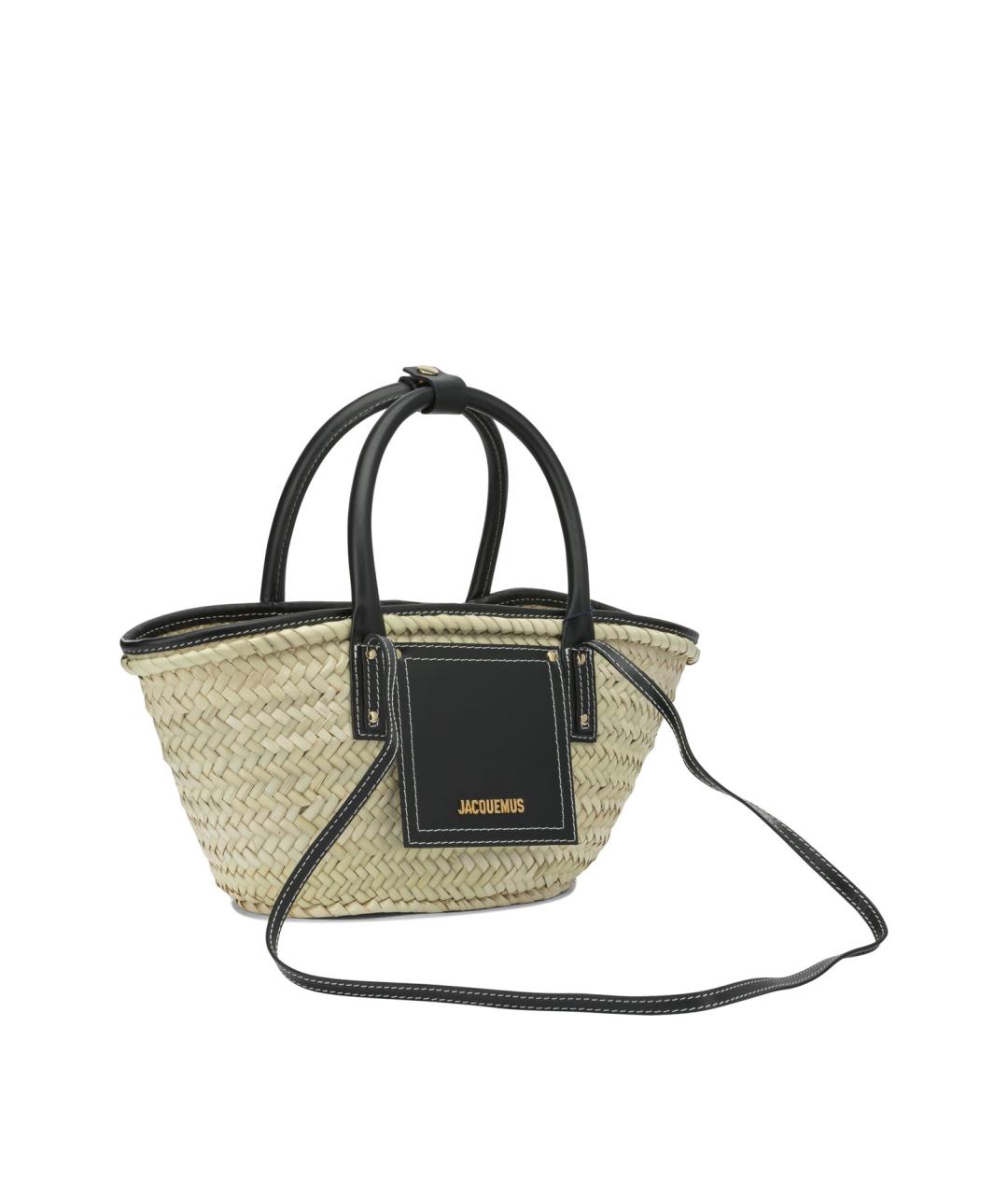 JACQUEMUS Черная синтетическая сумка с короткими ручками, фото 2