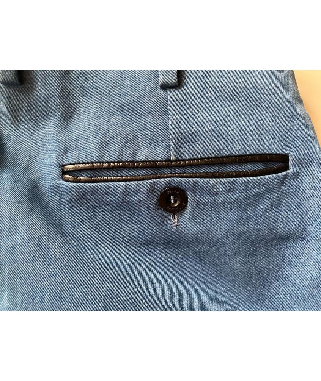 BRIONI Синие хлопковые повседневные брюки, фото 6