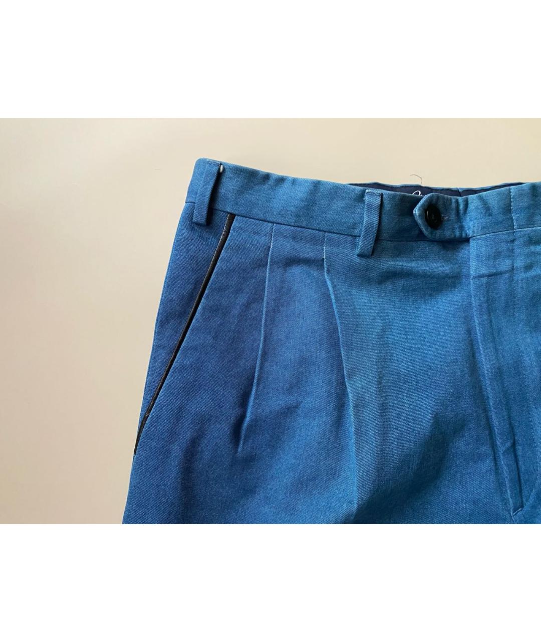 BRIONI Синие хлопковые повседневные брюки, фото 7