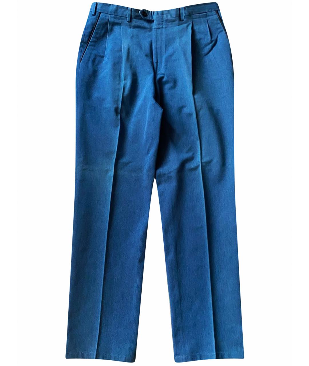 BRIONI Синие хлопковые повседневные брюки, фото 1