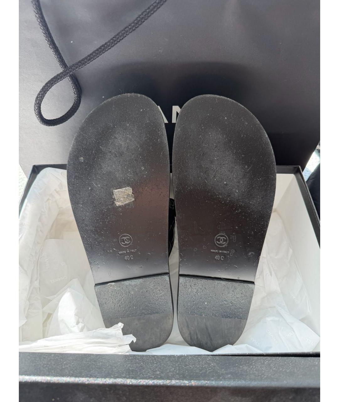 CHANEL Черные кожаные сандалии, фото 4