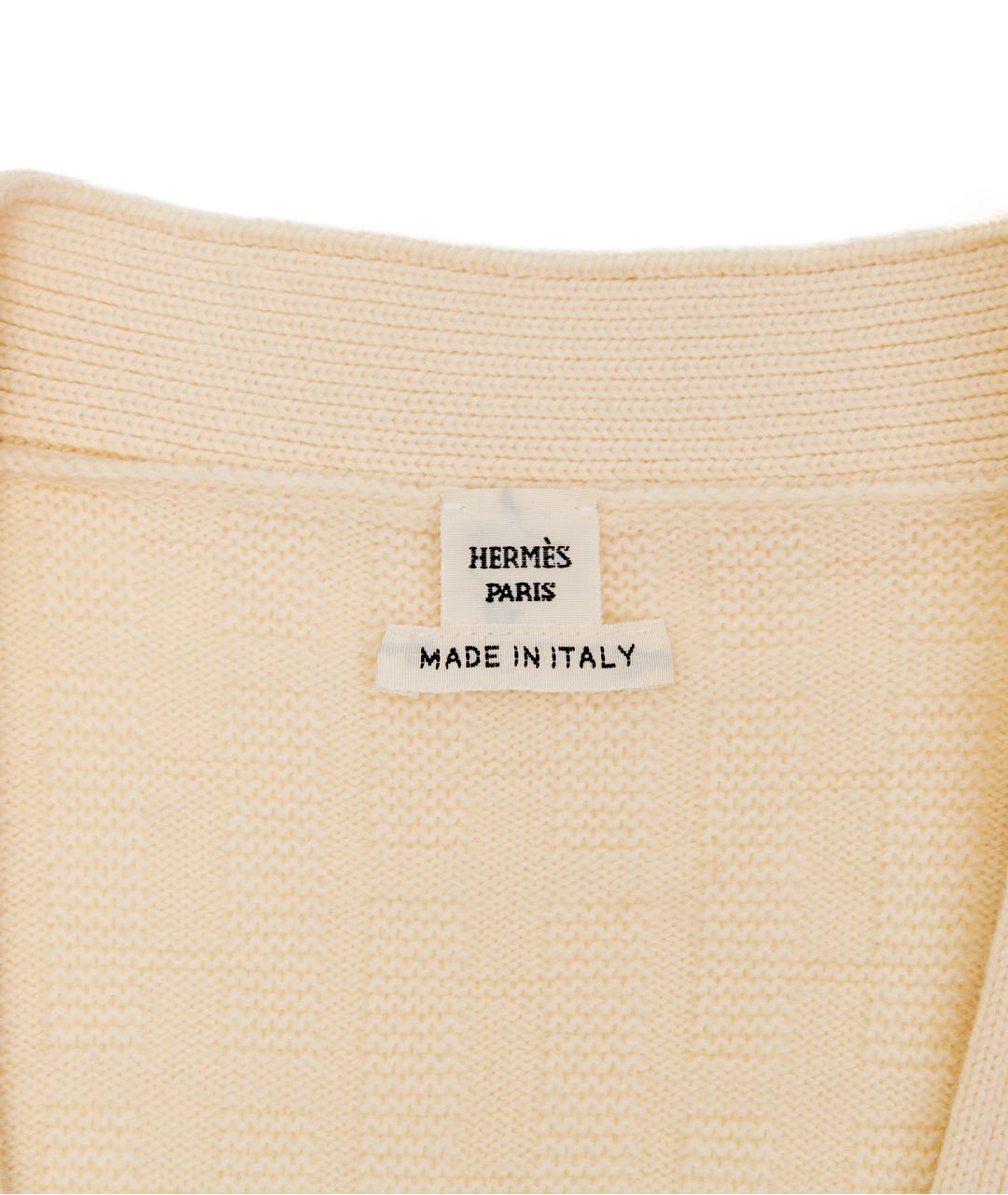 HERMES Бежевый шерстяной кардиган, фото 4