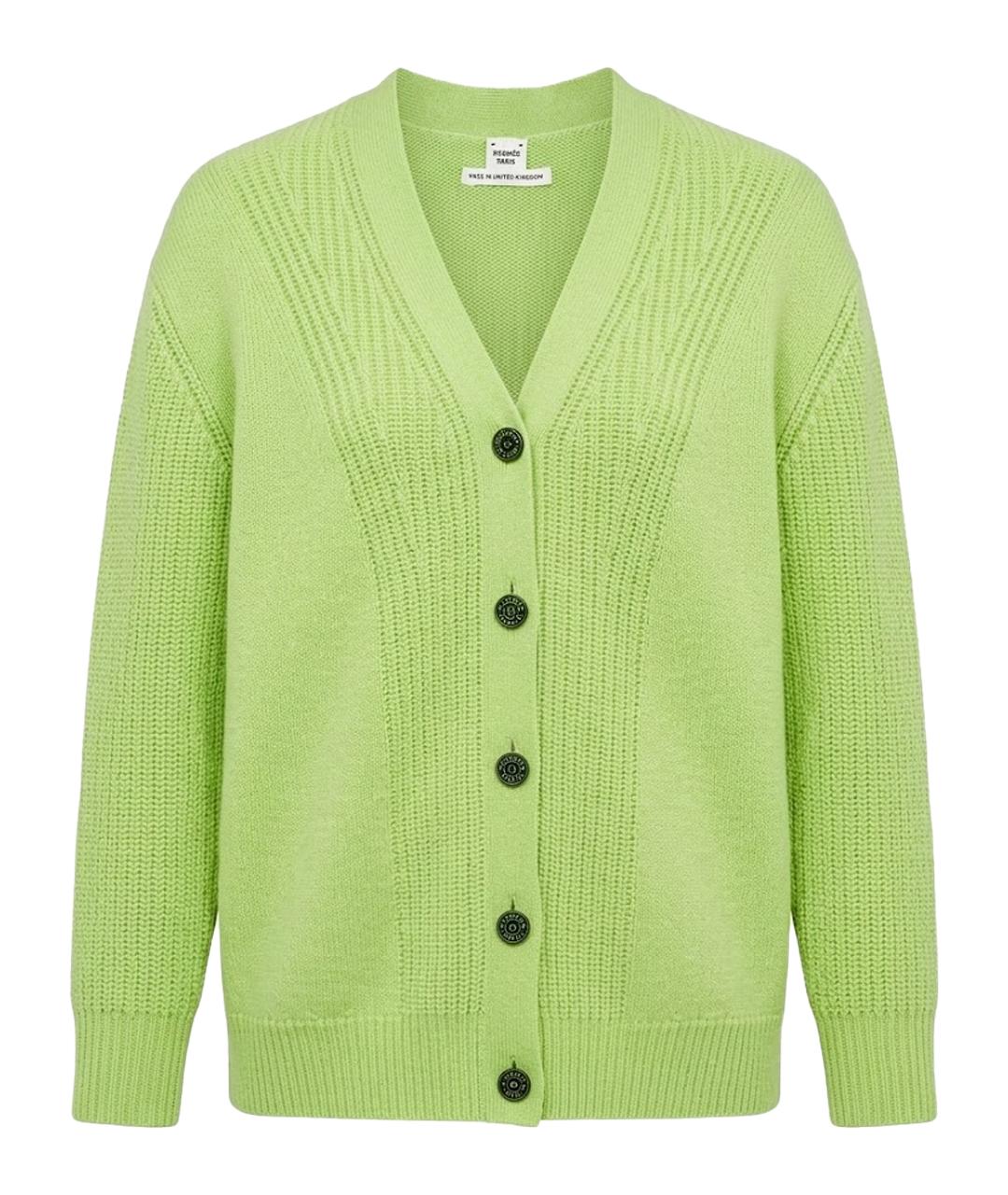 HERMES Зеленый кашемировый кардиган, фото 1