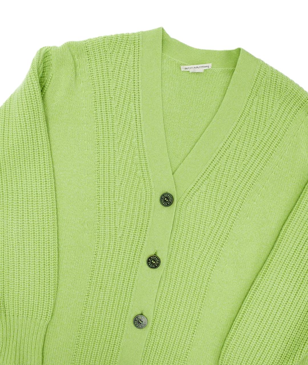 HERMES Зеленый кашемировый кардиган, фото 8