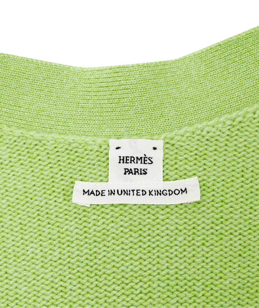 HERMES Зеленый кашемировый кардиган, фото 9