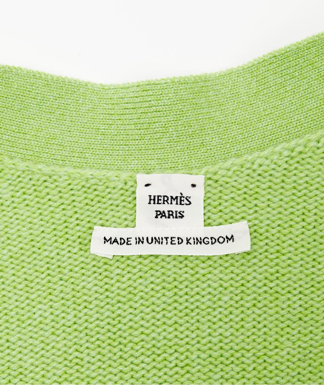 HERMES Зеленый кашемировый кардиган, фото 3