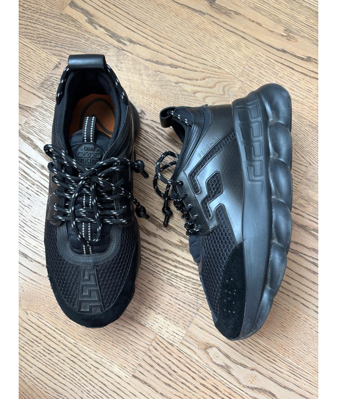 VERSACE Черные текстильные низкие кроссовки / кеды, фото 6