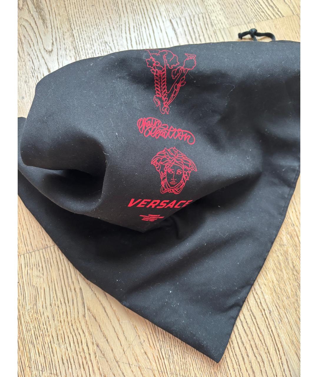 VERSACE Черные текстильные низкие кроссовки / кеды, фото 5