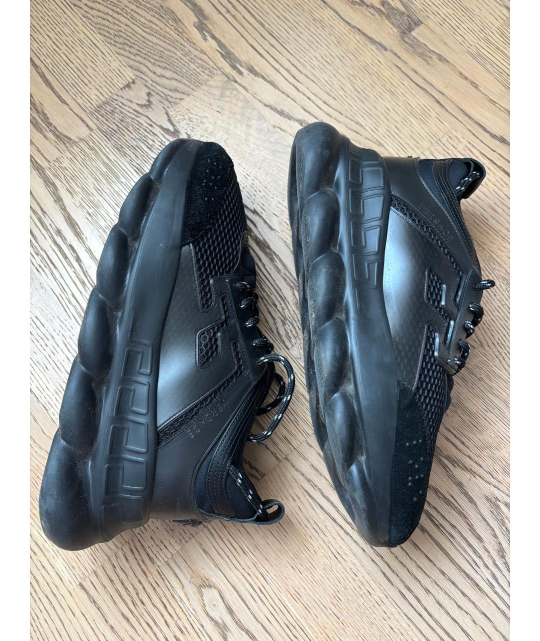 VERSACE Черные текстильные низкие кроссовки / кеды, фото 3