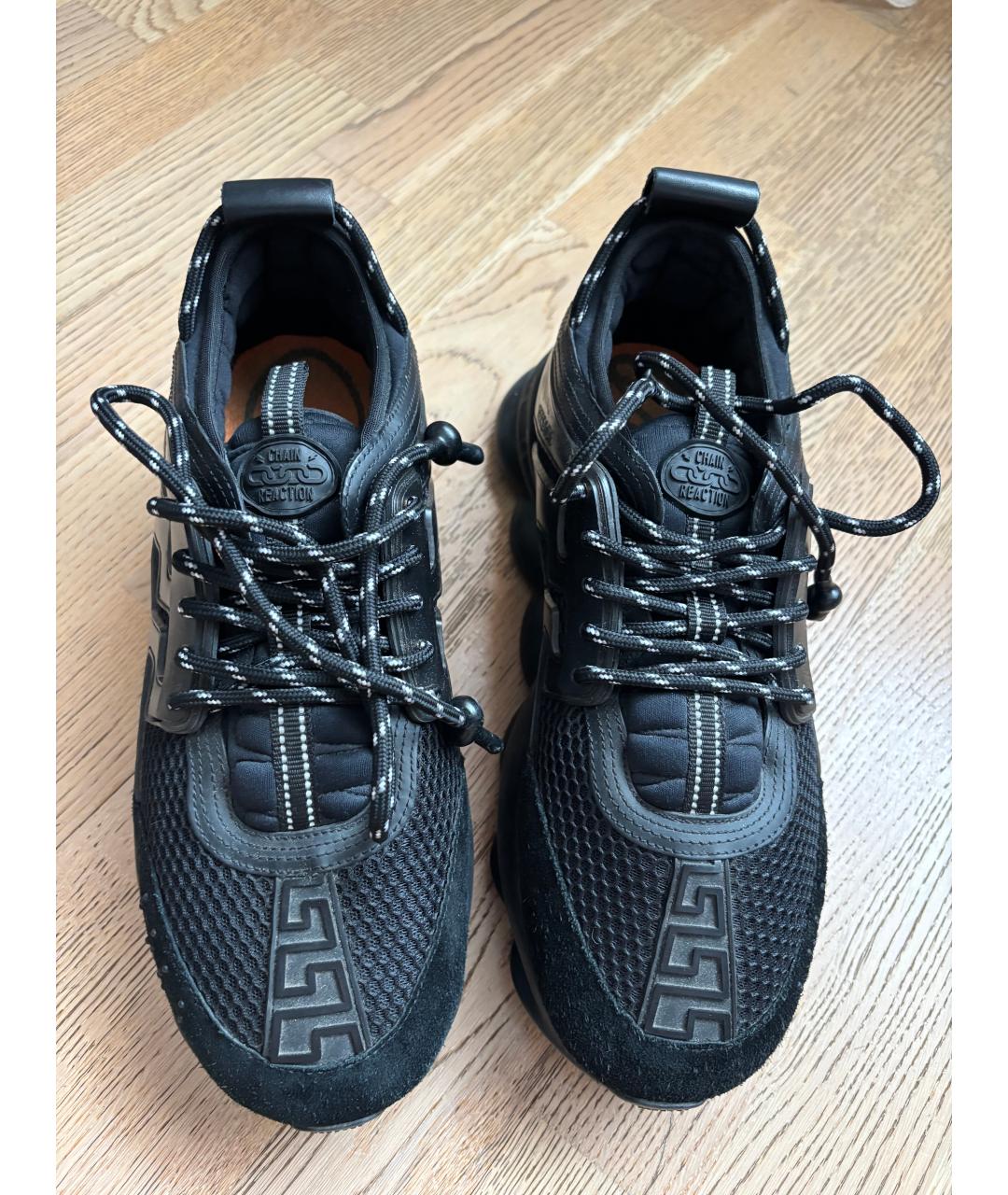 VERSACE Черные текстильные низкие кроссовки / кеды, фото 2