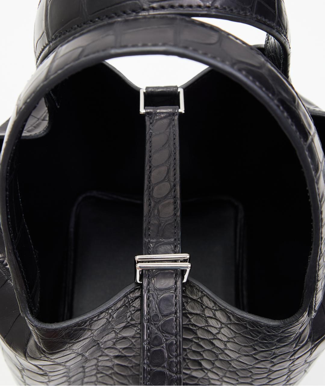 HERMES Черная сумка с короткими ручками из экзотической кожи, фото 5