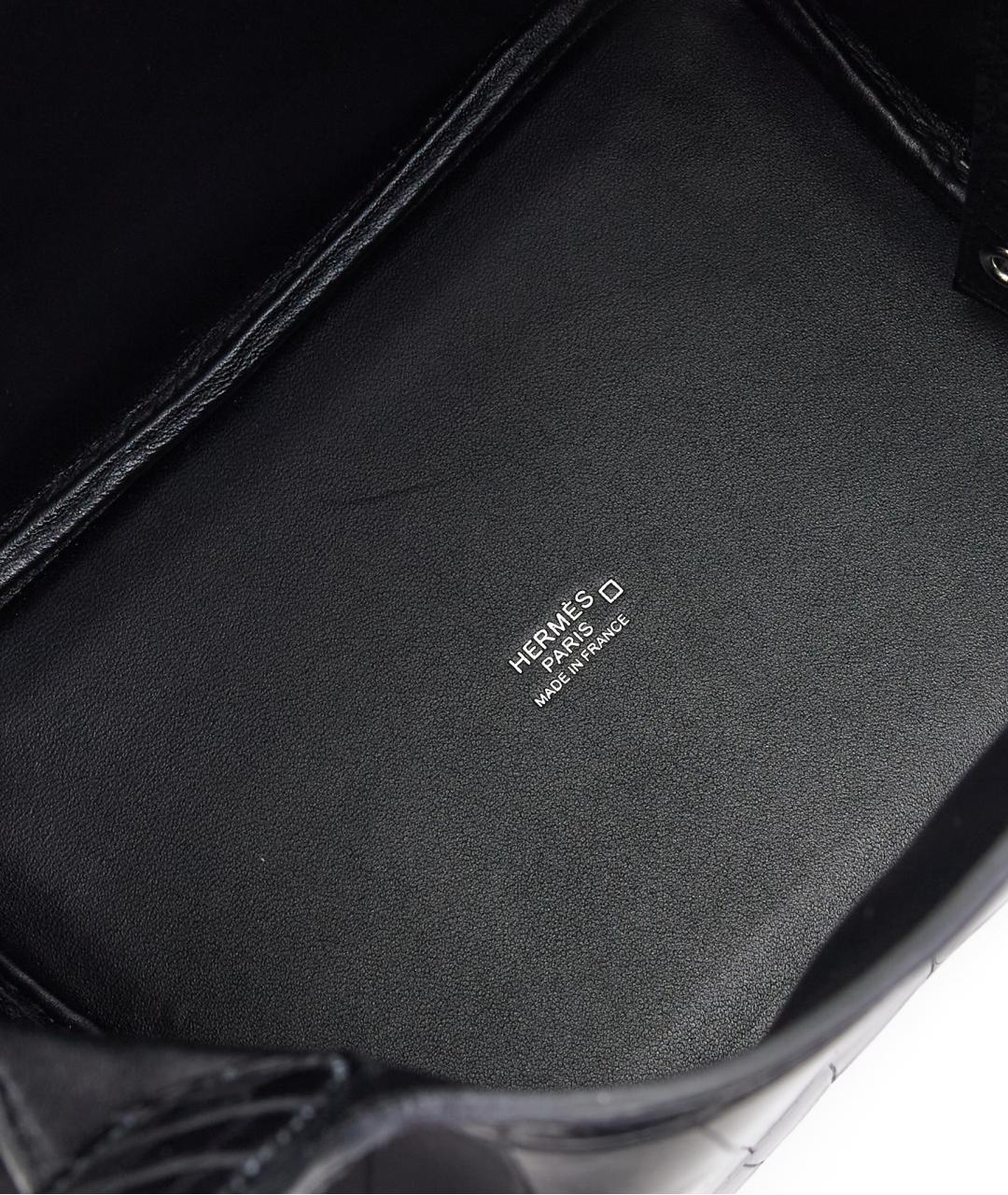 HERMES Черная сумка с короткими ручками из экзотической кожи, фото 4