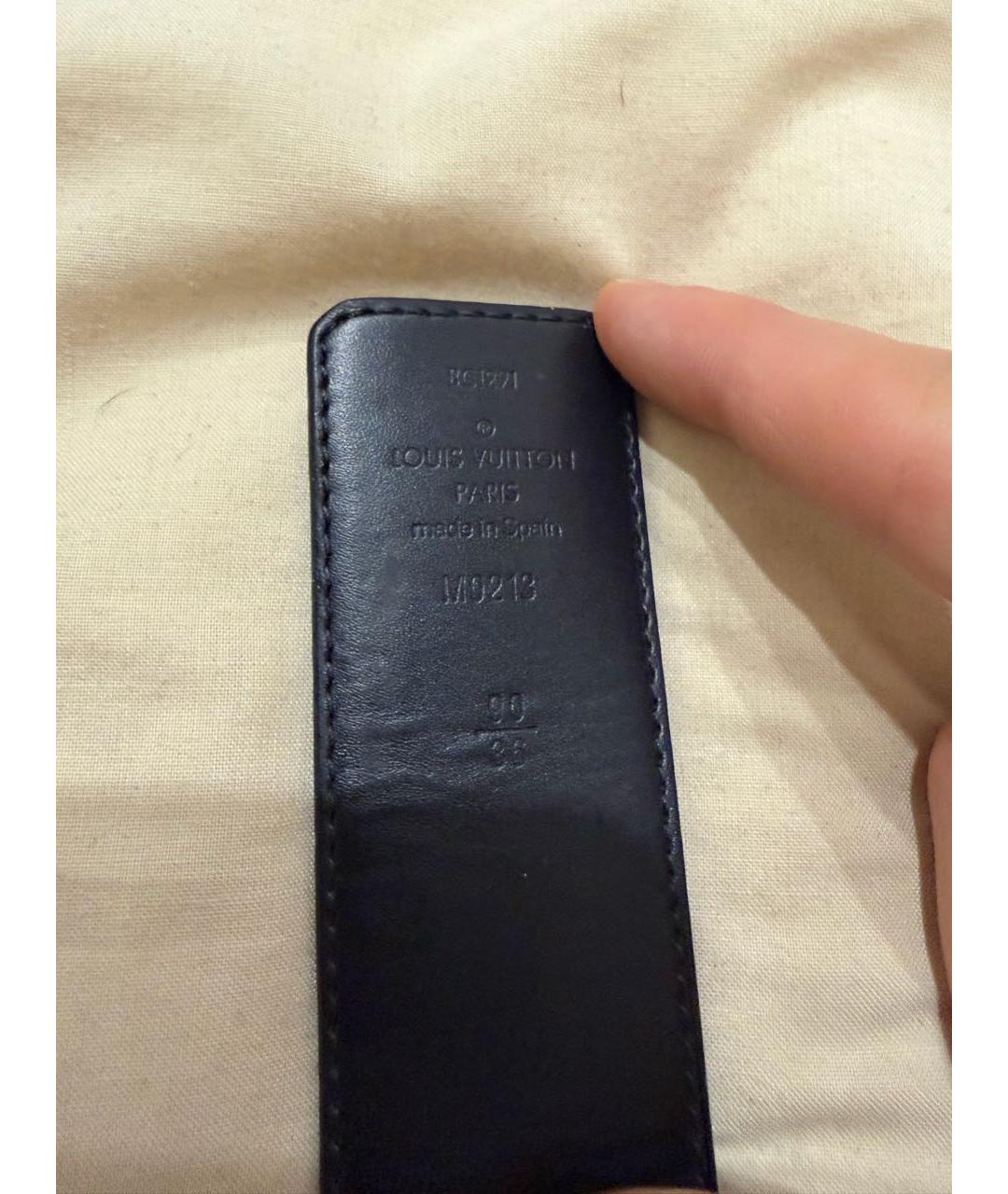LOUIS VUITTON Черный кожаный ремень, фото 5