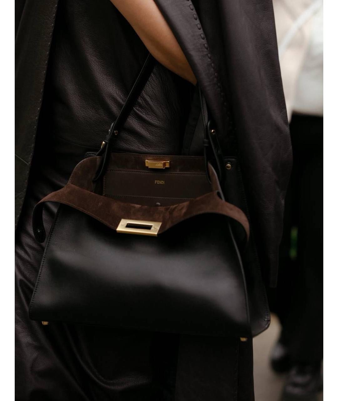 FENDI Черная кожаная сумка через плечо, фото 6