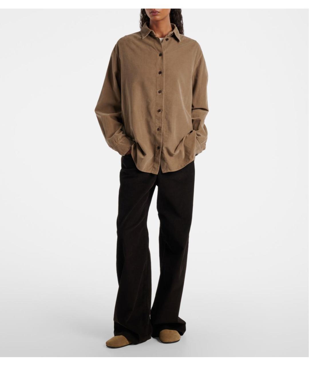 THE ROW Коричневые хлопковые прямые брюки, фото 3