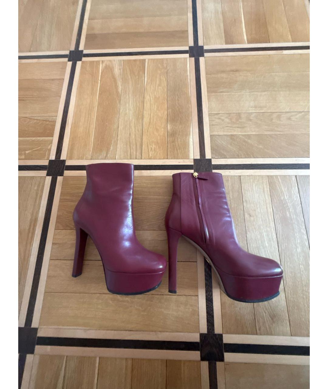 GUCCI Бордовые кожаные ботильоны, фото 5