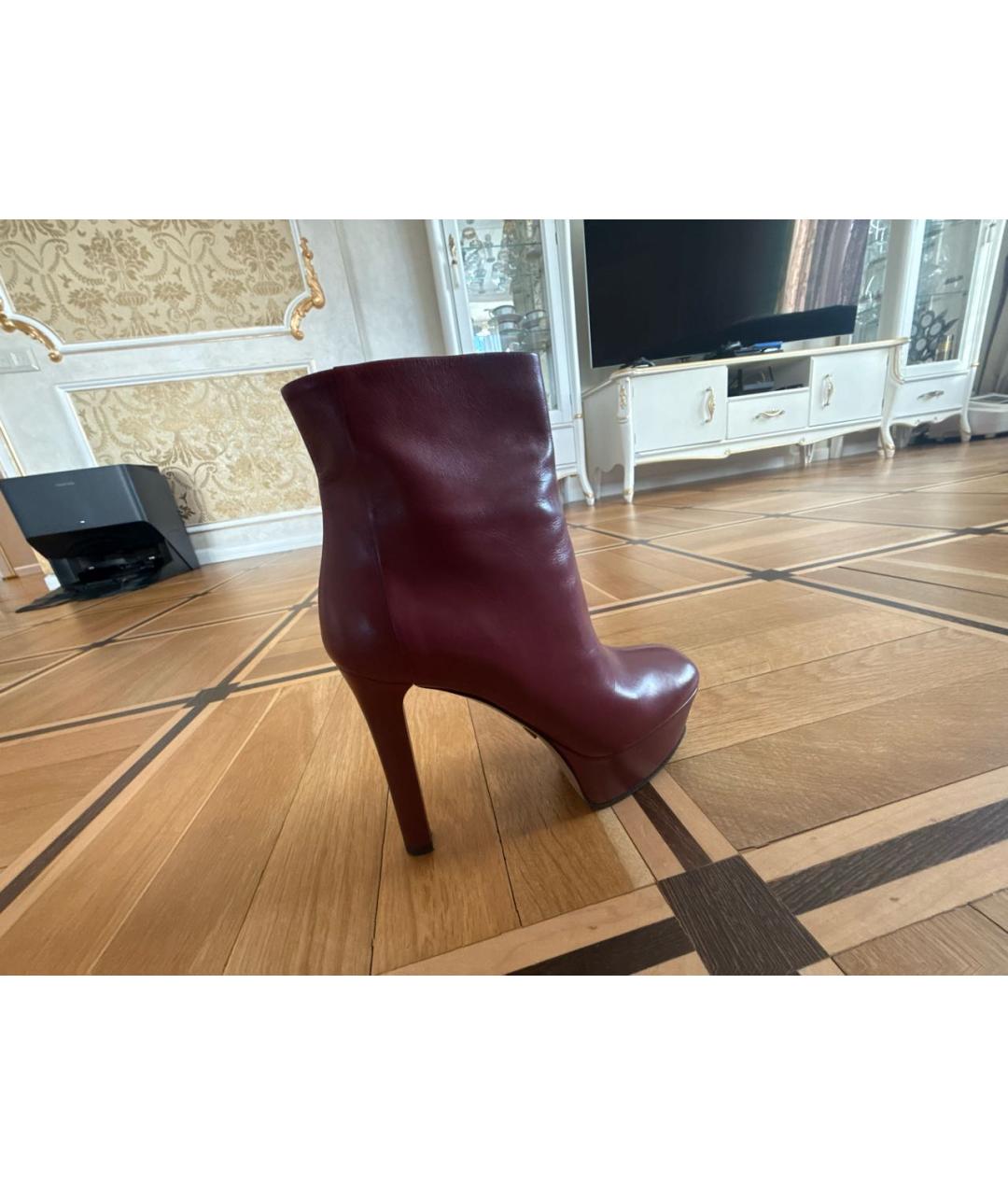 GUCCI Бордовые кожаные ботильоны, фото 6
