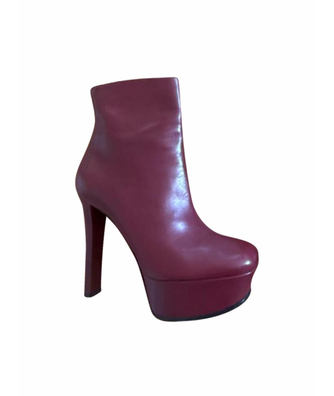 GUCCI Бордовые кожаные ботильоны, фото 1
