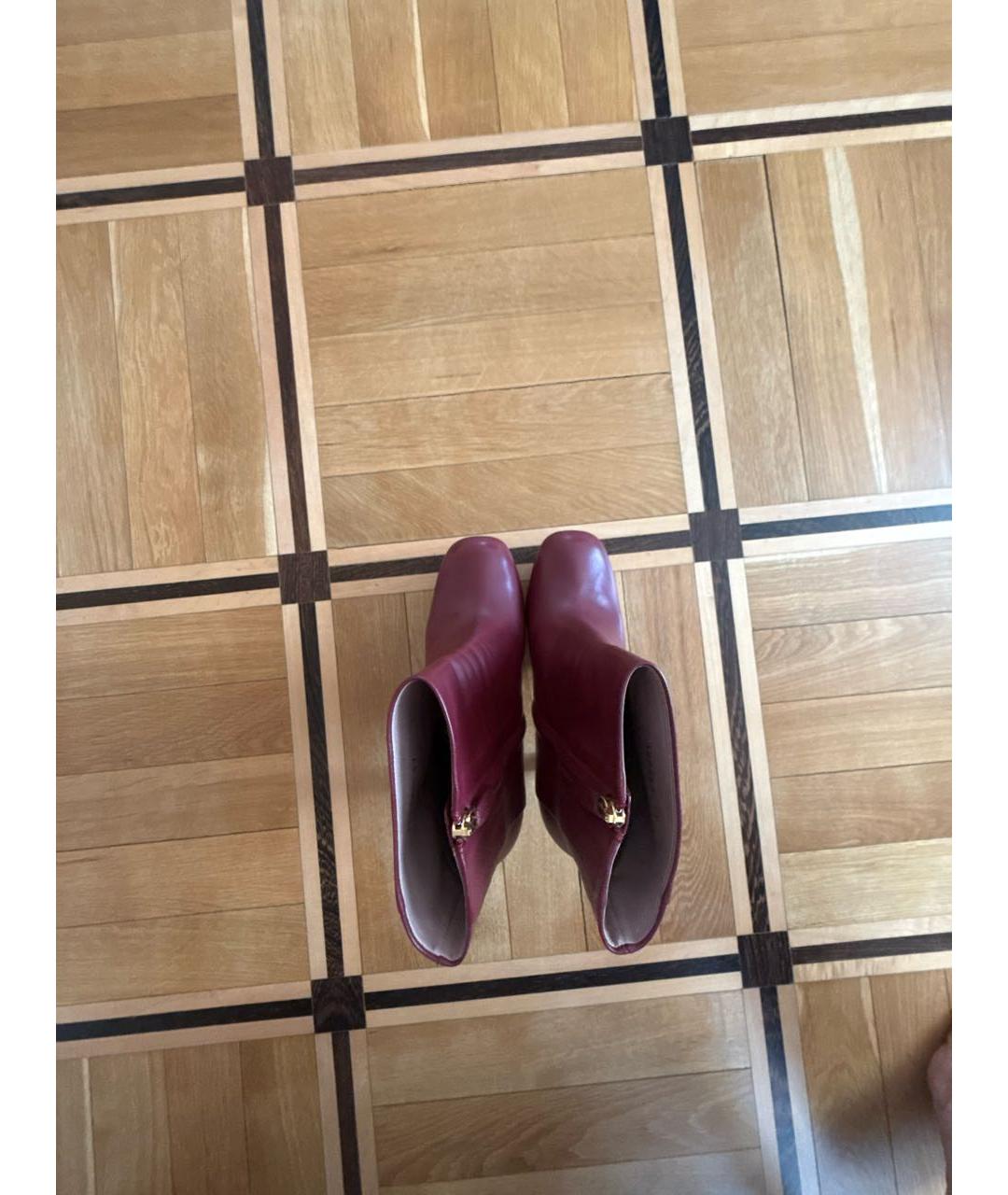 GUCCI Бордовые кожаные ботильоны, фото 3