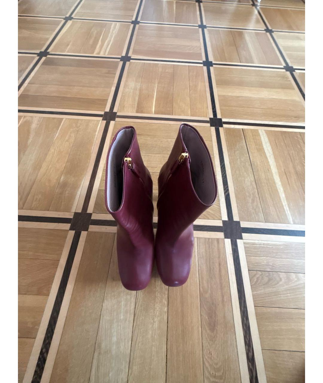 GUCCI Бордовые кожаные ботильоны, фото 2