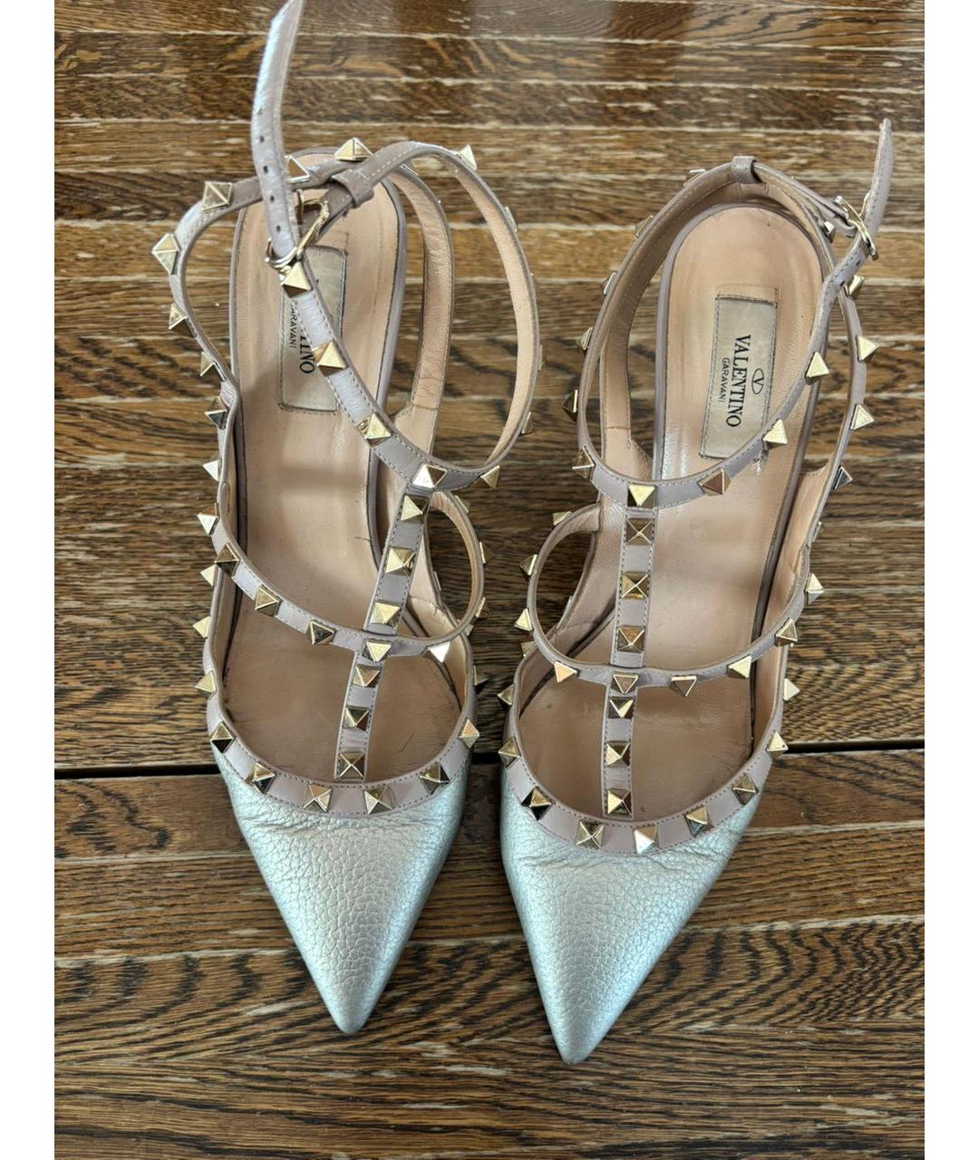 VALENTINO Серебряные кожаные босоножки, фото 4