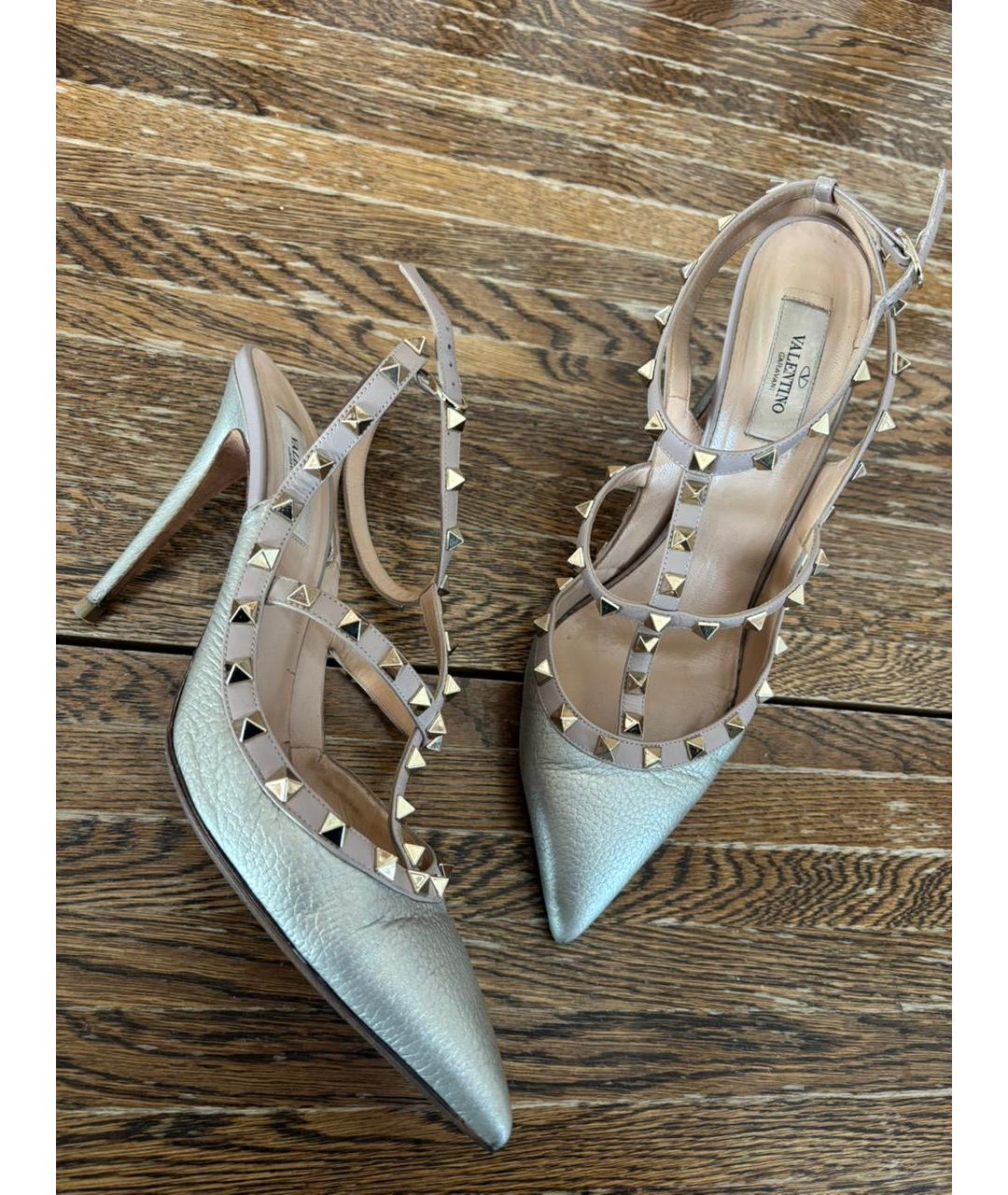 VALENTINO Серебряные кожаные босоножки, фото 2